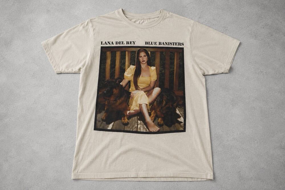 Lana Del Rey Blue Banisters Graphic Band T-Shirt Medium Off White Cotton Tee